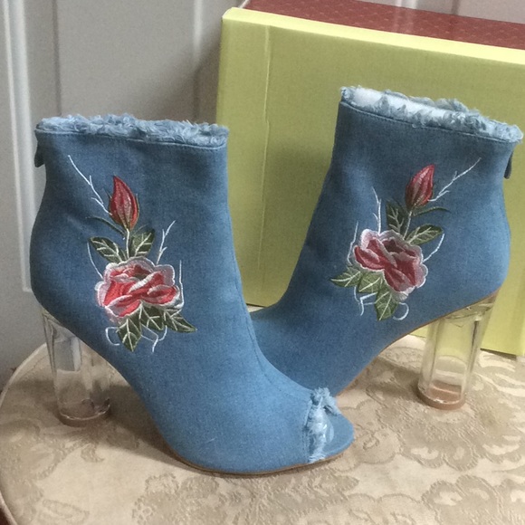 Glaze Shoes - New Glaze open toe denim Chelsea boots Sz 9